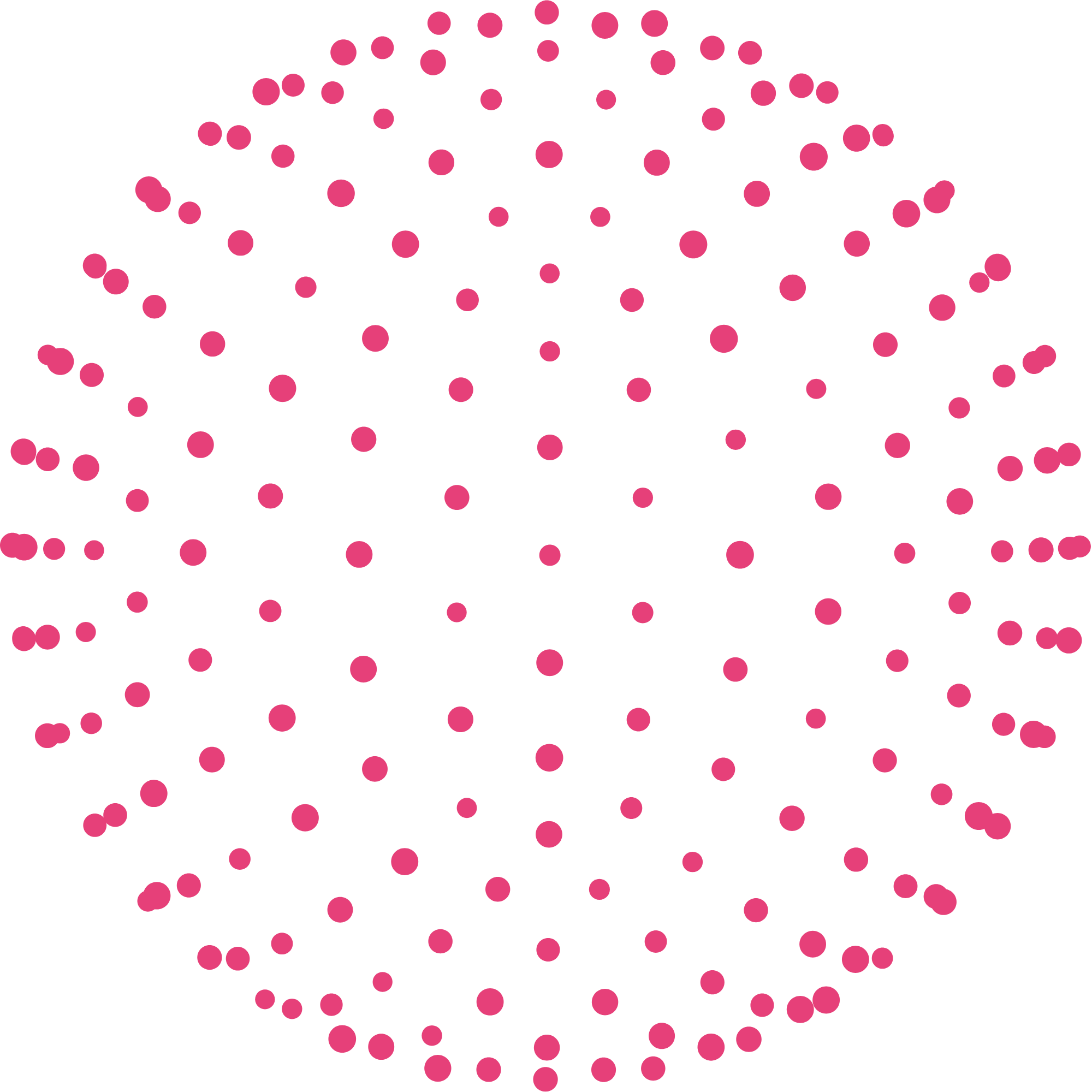 Pink dots organized in a sphere