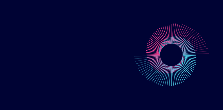 A blue and a pink circle swirl together into a center ring